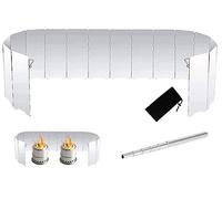 Kellegour 16 Plaques Pare-Brise de Réchaud de Camping,Pare-Vent Pliable Rechaud,Pare-Brise de Camping en Alliage d'aluminium,avec 1 Tube de Soufflage Télescopique,pour Camping Randonnée Pique-Nique