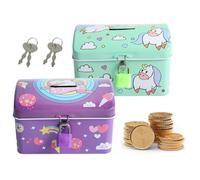 Kellegour 2 Pièces Tirelire en Métal,Tirelire Décorative Billet De Banque,Métal Boîte en Étain Tirelire drôle avec Cadenas et Clés pour Anniversaires,Noël,Nouvel an,Fête des Enfants,Rentrée Scolaire