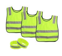 Kellegour 3pcs Gilet de Sécurité Enfants,Gilet de Sécurité pour Enfants,Enfant Réflecteur Haute Visibilité Sécurité Gilet,avec 2 Bracelet de Sécurité Réfléchissantes pour Sport,Ecole,Garçons et Filles