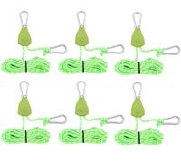 Kellegour 6 Pièces Cordes à Cliquet avec Crochets,1/8 Corde Réfléchissante avec Ajusteur,Ø4mm Longueur 4M Cordes à Cliquet Réglable avec Crochets,pour Camping,Randonnée,Tente,Bâche,Auvent (Vert)