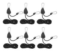 Kellegour 6 Pièces Cordes à Cliquet avec Crochets,4M Corde Réfléchissante avec Ajusteur,Ø4mm Cordes à Cliquet Réglable avec Crochets,pour Camping,Randonnée,Tente,Bâche,Auvent (1/8,Noir)