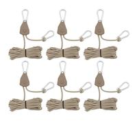 Kellegour 6 Pièces Cordes à Cliquet avec Crochets,4M Corde Réfléchissante avec Ajusteur,Ø4mm Cordes à Cliquet Réglable avec Crochets,pour Camping,Randonnée,Tente,Bâche,Auvent (1/8,Brun)