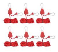 Kellegour 6 Pièces Cordes à Cliquet avec Crochets,4M Corde Réfléchissante avec Ajusteur,Ø4mm Cordes à Cliquet Réglable avec Crochets,pour Camping,Randonnée,Tente,Bâche,Auvent (1/8,Rouge)
