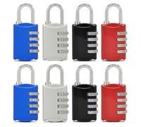 Kellegour 8 Pcs Cadenas à Code 4 Chiffres, Combinaison Pour Valise, Vestiaire Sport, Casier (Noir, Argent, Rouge, Bleu)