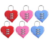 Kellegour Cadenas Code à 3 Chiffres,6 pcs Cadenas Valise Avion Petits en forme de cœur,Petit Cadenas Valise,Cadenas Valise Avion,Cadena Alliage de Zinc pour Voyage Bagages Valise Sac Casier(3 Couleur)