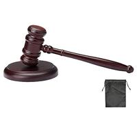 Kellegour Marteau Juge en Bois avec Bloc Sonore Rond - Pour Réunions D'Avocats, Juges, Enchères, Discours, Débats et Confirmations de Cas