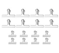 Kellegour Pince Sachet Acier Inoxydable,16 pcs Clips de Fermeture en Acier Inoxydable Sac à Puces Pinces Petit/Grand,Pince Sachet Pour Cuisine pour la fermeture Rangement,Bureau,Café Pain Sacs(Argent)