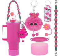 Kellegour Stanley Cup Ensemble d'accessoires pour l'école, le camping, la randonnée, le cyclisme - Housses de paille (rose, cuivre non inclus)