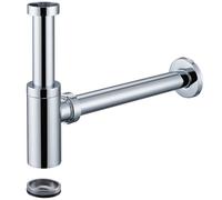 kelleria Siphon de Lavabo salle de bain, Bonde Standard Acier Inoxydable 1 1/4", Siphon à Tube Convient pour Salle Bain, Reglable Anti Odeur, Joint Inclus + Mode d’Emploi, Chromé