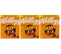 Kellogg's Krave Choco Nut Lot de 3 paquets de céréales mélangées avec remplissage au chocolat avec goût noisette et additif vitaminique 410 g