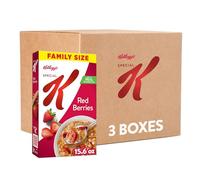 Kellogg's Special K Lot de 3 boîtes de céréales pour petit-déjeuner familial, céréales en fibres, taille familiale, baies rouges