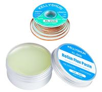 KELLYSHUN KL-868 Sans Plomb Pâte à Souder Flux Soudure,50g Flux Soudure Electronique (1 Pièce),2.5MM/3M Tresse à Dessouder (1 Pièce) Compatible Avec Réparation Téléphones, BGA, SMD, Électroniques