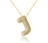 KELMALL Collier avec pendentif en forme de lettre initiale en oxyde de zirconium pour femme - Élégant collier plaqué or avec strass - Cadeau personnalisé, Laiton, Strass