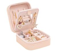 KElofoN Boîte à bijoux de voyage - Boîte à bijoux de voyage - Organisateur de bijoux de voyage - Petite boîte de rangement pour bijoux pour filles et femmes avec miroir (rose)