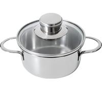 Kelomat Mini cocotte avec couvercle en verre Ø12cm 0,6 litre acier inoxydable induction