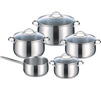 Kelomat Set de casseroles Torrano 9 pièces avec couvercle en verre Acier inoxydable