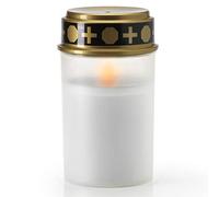 KELOPEST® Lanterne funéraire LED blanche ou rouge avec batterie et jusqu'à 6 mois d'éclairage - Bougie funéraire LED avec effet scintillant réaliste