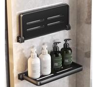 keloppasit Lot de 2 petites étagères murales, 30 x 12,7 x 2,8 cm, étagères pliables en aluminium, support de douche flottant, organisateur de douche, gel de douche, shampooing, boissons