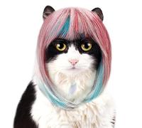 keloppasit Perruque de jeu de rôle pour chat - Perruque drôle bleue et rose pour animal domestique - Photographie voyage rassemblement chien couvre-chef pour intérieur ou extérieur pour bal masqué,