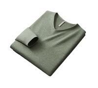Kelsiop Pull d'hiver à col en V élastique confortable et chaud pour homme - Couleur unie, Bean En8, 3XL