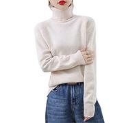 Kelsiop Pull Femme Automne/Hiver Col Roulé Cachemire Pullover Manches Longues Décontracté Pull Basique, beige, XL
