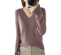 Kelsiop Pull pour femme Automne Hiver Cachemire Tricot Col V Pull Casual Doux Slim Pull Basique, violet, L