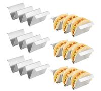 Keltorio Support pour 6 tacos avec poignées en métal et acier inoxydable, support en forme de vague pour tacos, maison, pique-nique, fête, hot-dog, sandwich, restaurant (22,6 x 10 cm)