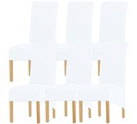 KELUINA Couvertures solides de chaise du dossier XL de tissu solide à dos élevé pour la salle à manger, grands draps de chaise de Spandex dinant pour l'hôtel vivant de restaurant (Blanc, 6 Pack)