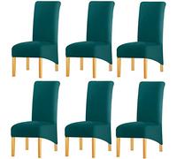 KELUINA Couvertures Solides de Chaise du Dossier XL de Tissu Solide à Dos élevé pour la Salle à Manger, Grands draps de Chaise de Spandex dinant pour l'hôtel Vivant de Restaurant (Sarcelle,6 Pack)