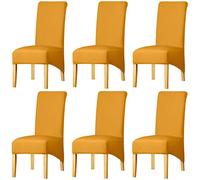 KELUINA Couvertures Solides de Chaise du Dossier XL de Tissu Solide à Dos élevé pour la Salle à Manger, Grands draps de Chaise de Spandex dinant pour l'hôtel Vivant de Restaurant (Or,6 Pack)