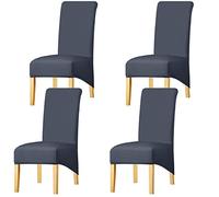 KELUINA Couvertures Solides de Chaise du Dossier XL de Tissu Solide à Dos élevé pour la Salle à Manger, Grands draps de Chaise de Spandex dinant pour l'hôtel Vivant de Restaurant (Gris,4 Pack)