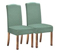 KELUINA Extensible Sergé Hydrofuge Jacquard Salle à Manger Chaise Couvre Décor à La Maison, Housses De Chaise pour Salle à Manger Chaises Restaurant Hôtel Cérémonie (Matcha Vert,2 Pièces)