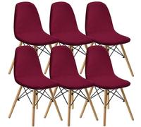 KELUINA Housses de chaises de Salle à Manger 2/4/6 Pièces Modernes médiévales pailles, Housses de chaises latérales caractéristiques de Salle à Manger rembourrées (Vin Rouge,6 PCS)