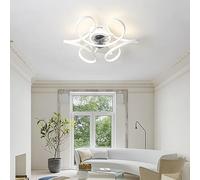 KeLuKes 45cm Ventilateur Plafond avec Lumiere Cc Plafonnier Ventilateur Réversible Silencieux Gradable Lustre Ventilateur de Plafond 6 Vitesses pour Chambre Salon, Blanc