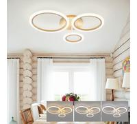 KeLuKes Lustre avec Télécommande, 59cm Luminaire Plafonnier LED Dimmable, Lampe de Plafond Salon 3 Anneaux Avec Fonction Mémoire, Plafonnier Intelligent pour Chambre Salle à Manger, Or
