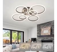 KeLuKes Moderne Luminaire Plafonnier Plafonnier avec Télécommande, Lustre Anneau de 80cm Design, Lampe à Intensité Variable 60W, Luminaire Encastré pour Salon Salle à Manger, Noir