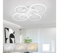 KeLuKes Moderne Luminaire Plafonnier Plafonnier avec Télécommande, Lustre Anneau de 80cm Design, Lampe à Intensité Variable 60W, Luminaire Encastré pour Salon Salle à Manger, Blanc