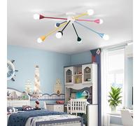 KeLuKes Plafonnier Enfant Multicolore Design Sputnik (77cm) - Lustre Satellite 8 Bras Colorés (Culot E14) - Suspension Luminaire Moderne et Ludique pour Chambre Fille/Garçon, Salle de Jeu & Salon