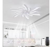 KeLuKes Ventilateur Plafond avec Lumiere Silencieux Design 78cm Luminaire Ventilateur Réversible Plafonnier Dc Minuterie 6 Vitesses Dimmable Lustre Ventilateur pour Salon Chambre,Blanc