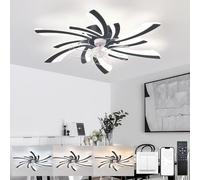 KeLuKes Ventilateur Plafond avec Lumiere Silencieux Design 78cm Luminaire Ventilateur Réversible Plafonnier Dc Minuterie 6 Vitesses Dimmable Lustre Ventilateur pour Salon Chambre,Noir