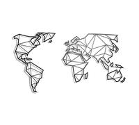 keluly Mapa Mundi Décoration murale en acier, noir