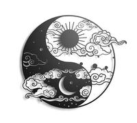 Keluly Yin Yang Art mural en métal Élément décoratif mural Souvenir Affiche Décor Philosophie chinoise Feng Shui oriental Harmonisation du Chi