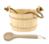 KELUNIS 6l Mongolie Seau de Sauna en pin écossais avec cuillère en Bois - idéal pour Sauna et hammam