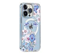KELUOAS for iPhone 13 Mini Magsafe Case, Floral Slim Shockproof Cute Protective Hard PC+TPU Bumper Flower Women Cover Magnetic Case