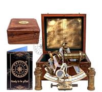 Kelvin & Hughes Sextant nautique en laiton antique avec boîte en bois et 2 télescopes supplémentaires, sextant londonien Kelvin & Hughes pour navigateurs, instruments de navigation, cadeau de mariage
