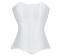 Kelvry - Corsets pour femmes basques gothiques en satin, lingerie de mise en forme avec lacets et baleines, bustier à armature, blanc, 3XL