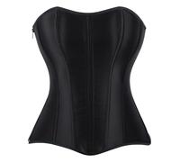 Kelvry - Corsets pour femmes basques gothiques en satin, lingerie gainante avec armatures, bustier à lacets et serrage à la taille, Noir , XS
