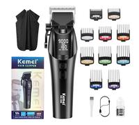 KEMEI 1858 Tondeuse à cheveux professionnelle pour homme, tondeuse de barbier rechargeable pour la coupe de cheveux, tondeuse à cheveux sans fil avec affichage LED et 5 vitesses réglables, cadeaux