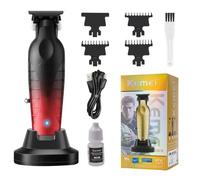KEMEI 2099 Tondeuse à Cheveux Professionnelle Homme, Tondeuse à Barbe à Lame T avec Base de Chargement, Moteur Puissant 7000tr/min, avec 3 Sabots Inclus, Usage Domicile & Salon