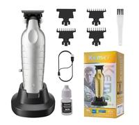 KEMEI 2099 Tondeuse professionnelle pour cheveux/barbe pour homme avec station de charge, tondeuse rechargeable sans fil pour barbier, argenté